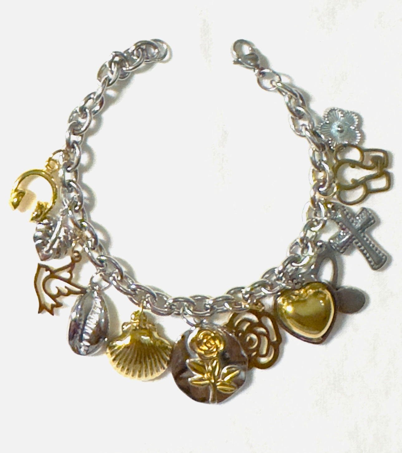 Fully Loaded Two-Toned Charm Bracelet