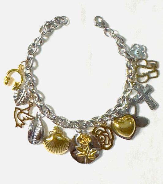 Fully Loaded Two-Toned Charm Bracelet